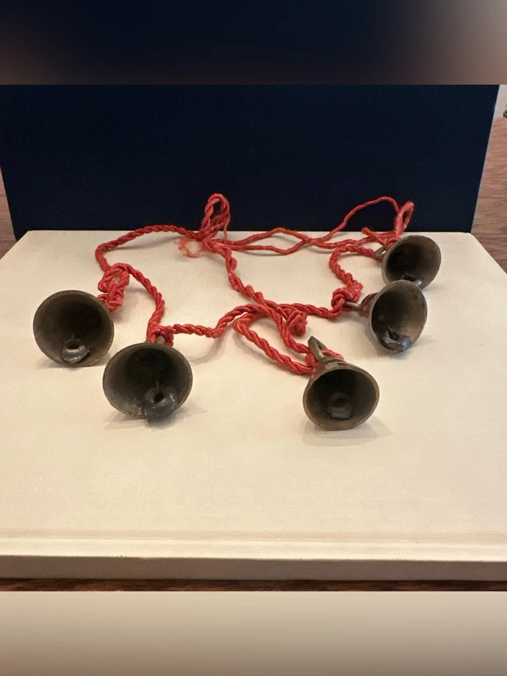 Vtg Brass Bells Cord Garland 5Bells Each Bell 1-1/2” Garland Christmas Lot